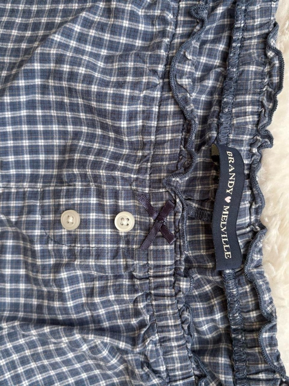 Blue Gingham Ruffle Lounge Shorts - Picture 5 of 5